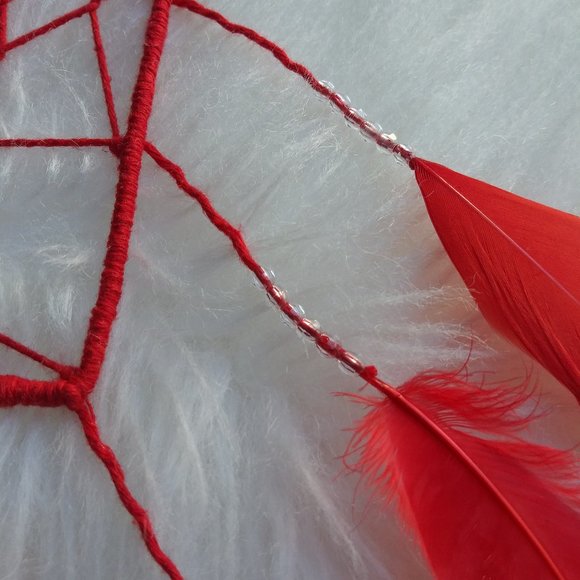 Handmade Shabby Chic Red Heart Shaped Dreamcatcher - Picture 4 of 8